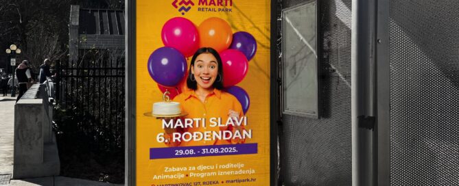 Digitalni dizajn plakata za 6. rođendan Marti Retail Parka